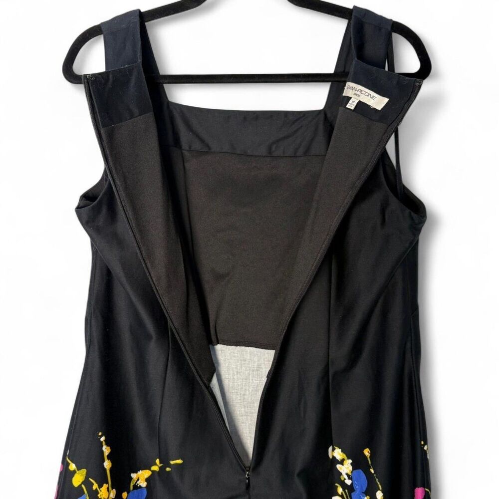 90s VTG Evan Picone Black Floral Cocktail Dress sz 10 Cotton Bold Garden Print - Picture 6 of 9